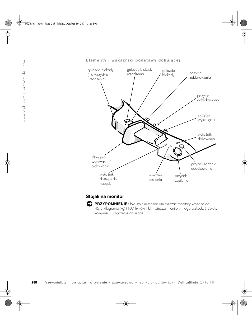 Stojak na monitor | Dell C__Port II APR User Manual | Page 290 / 438
