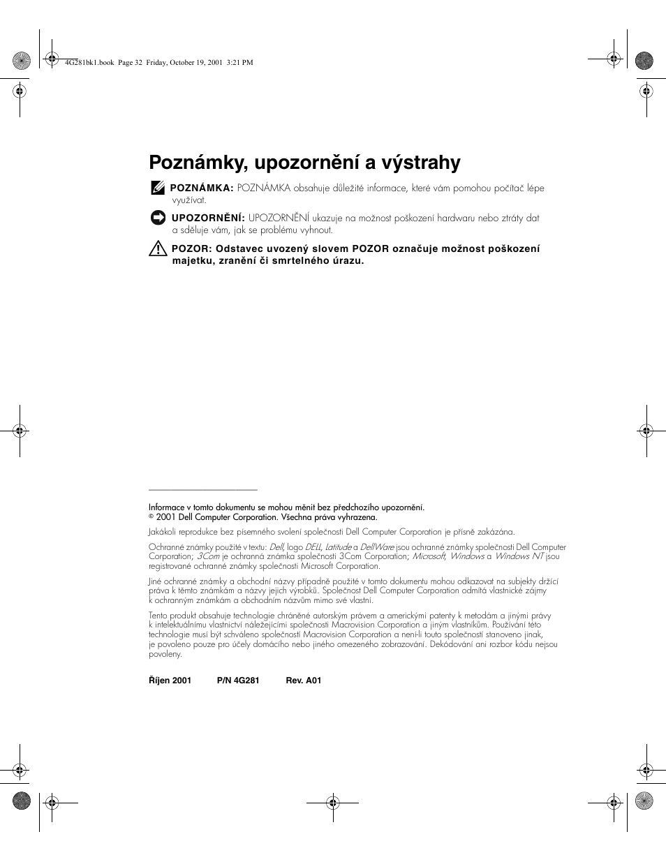 Poznámky, upozornění a výstrahy | Dell C__Port II APR User Manual | Page 34 / 438