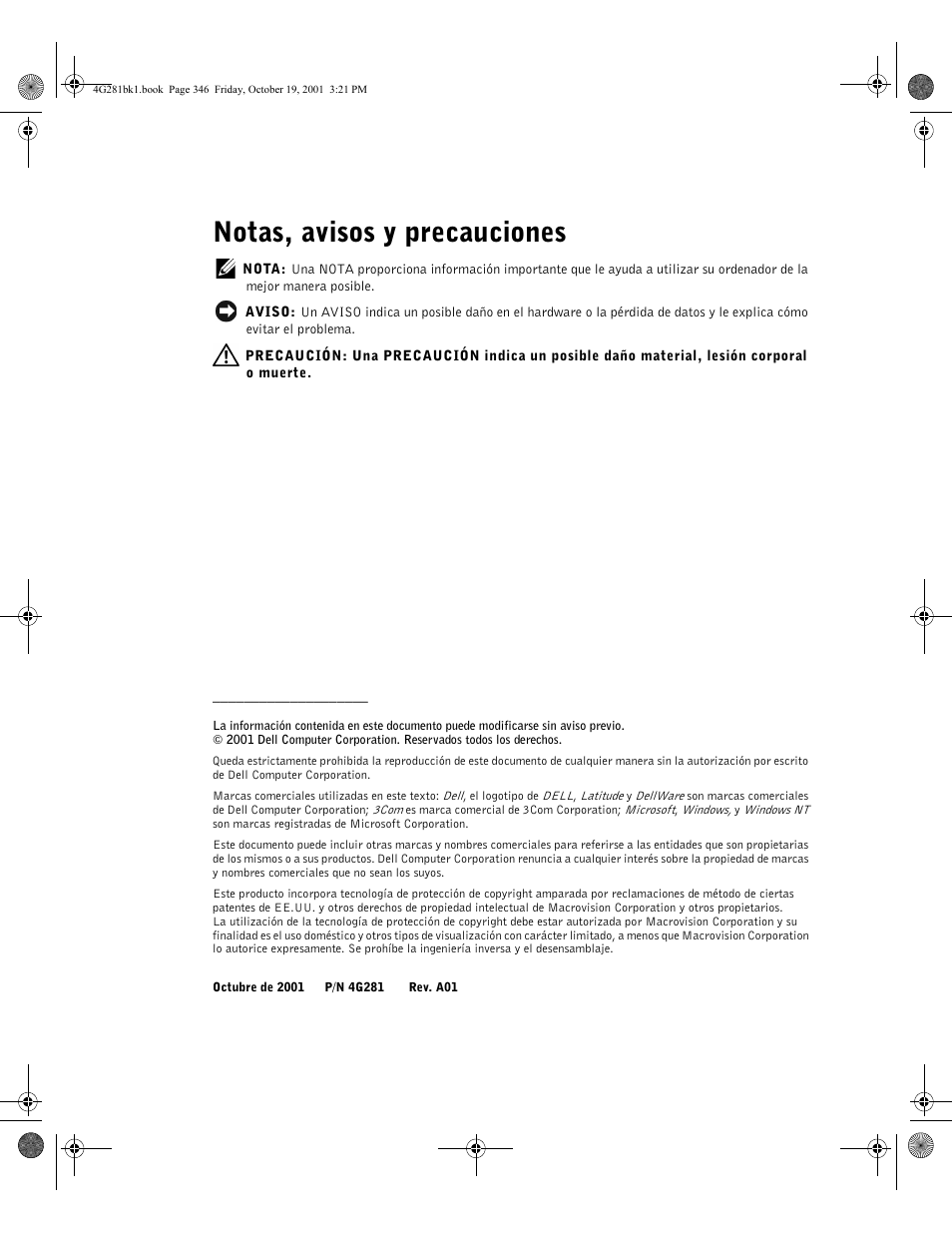 Notas, avisos y precauciones | Dell C__Port II APR User Manual | Page 348 / 438