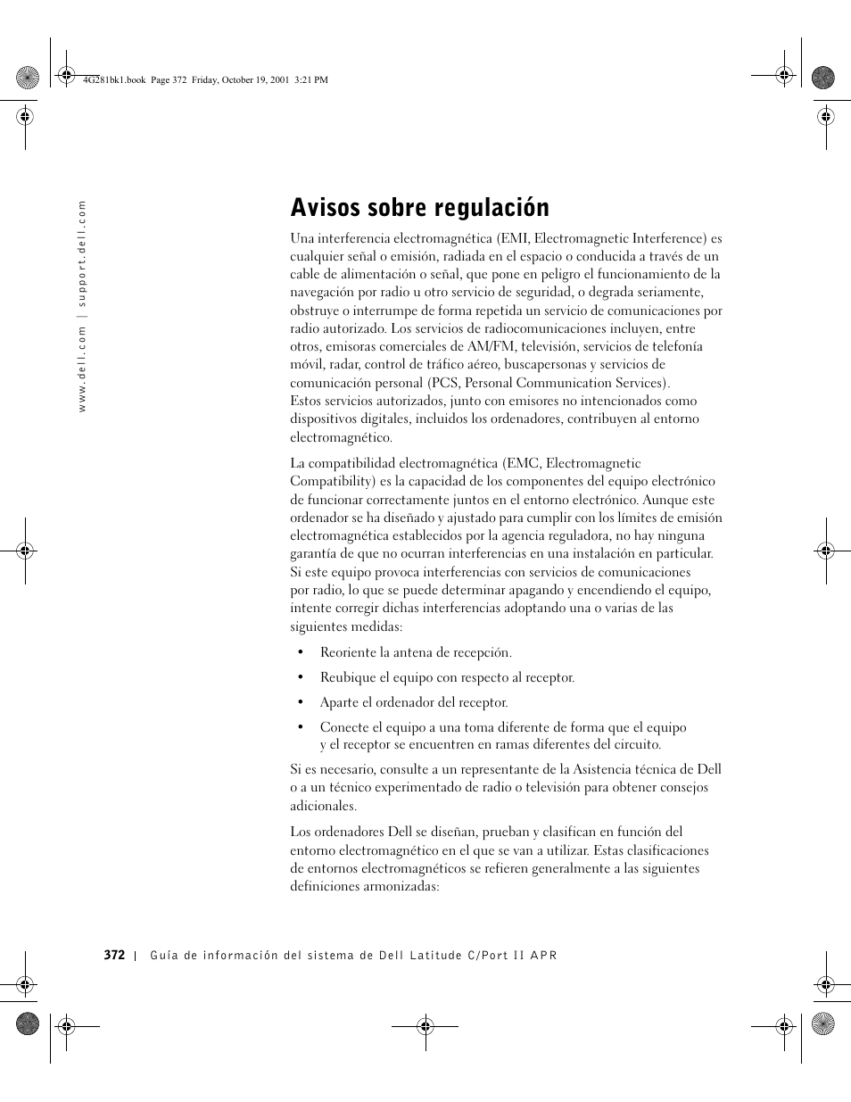 Avisos sobre regulación | Dell C__Port II APR User Manual | Page 374 / 438