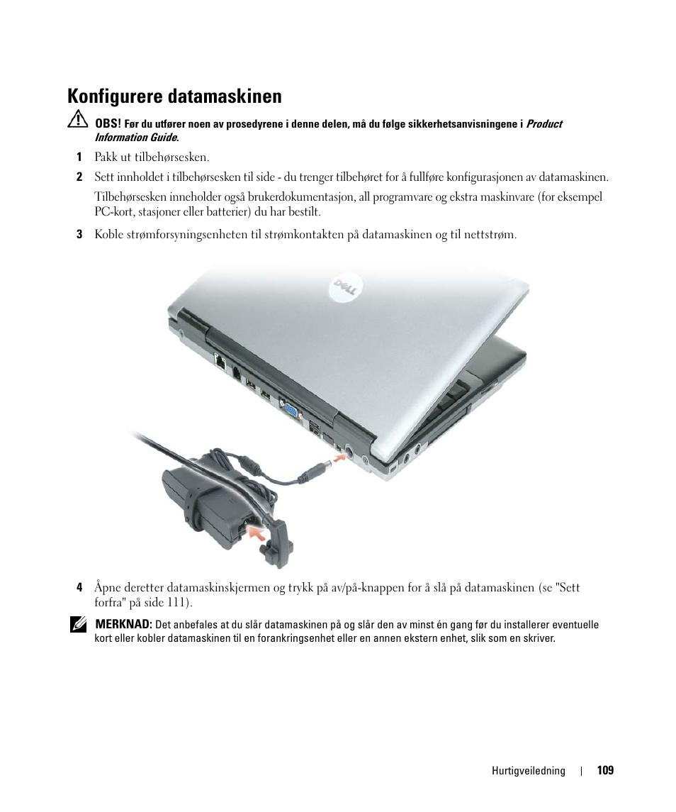 Konfigurere datamaskinen | Dell Latitude D420 User Manual | Page 109 / 226