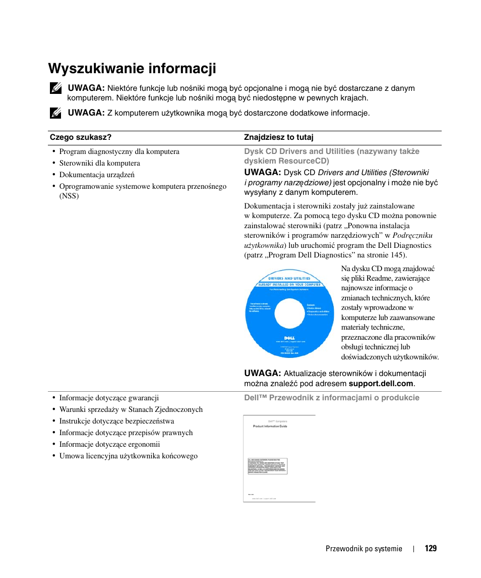 Wyszukiwanie informacji | Dell Latitude D420 User Manual | Page 129 / 226