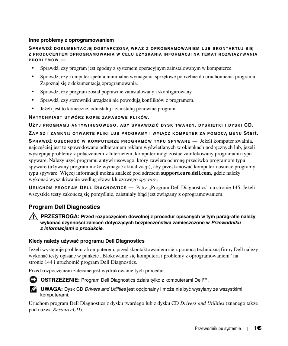 Program dell diagnostics | Dell Latitude D420 User Manual | Page 145 / 226