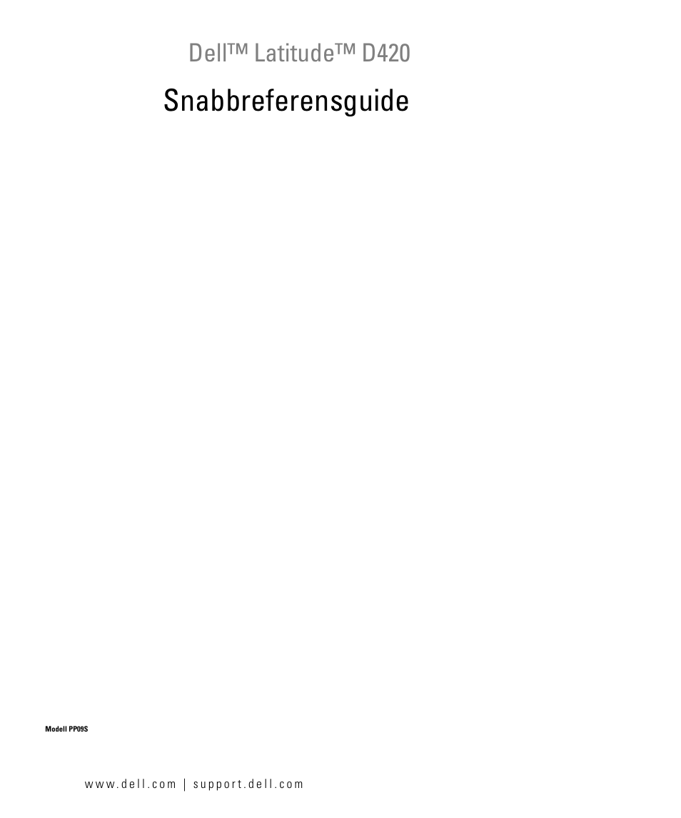 Snabbreferensguide, Dell™ latitude™ d420 | Dell Latitude D420 User Manual | Page 179 / 226