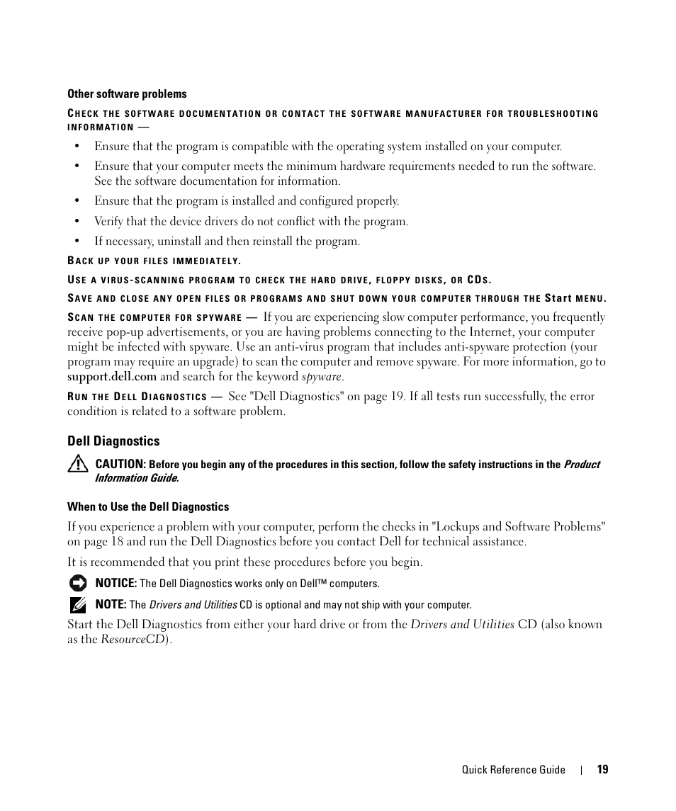 Dell diagnostics | Dell Latitude D420 User Manual | Page 19 / 226