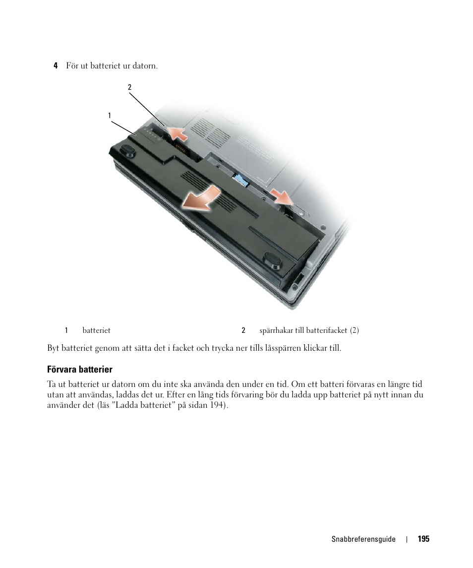 Förvara batterier | Dell Latitude D420 User Manual | Page 195 / 226