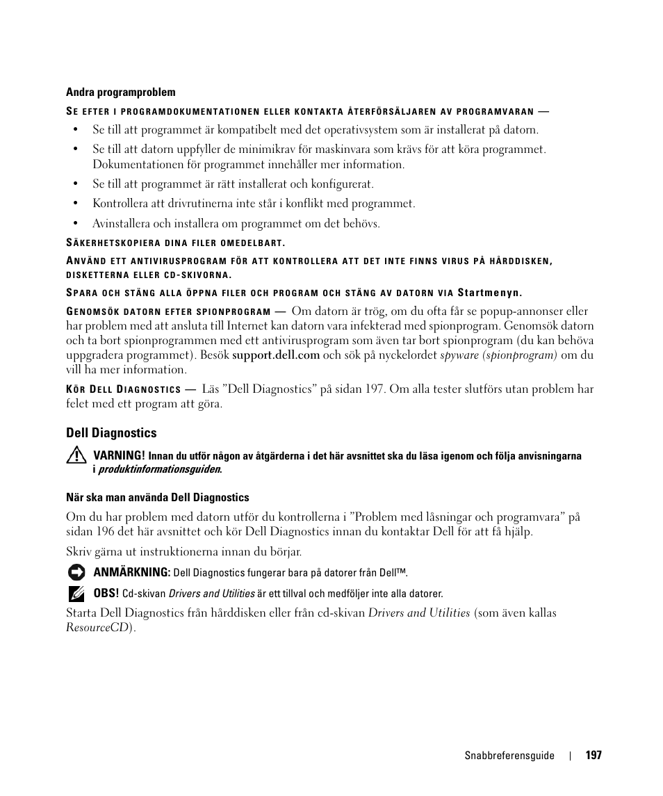 Dell diagnostics | Dell Latitude D420 User Manual | Page 197 / 226