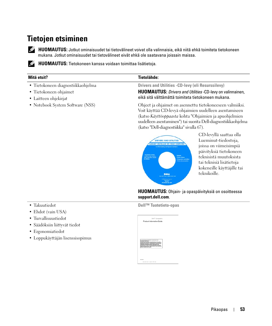 Tietojen etsiminen | Dell Latitude D420 User Manual | Page 53 / 226