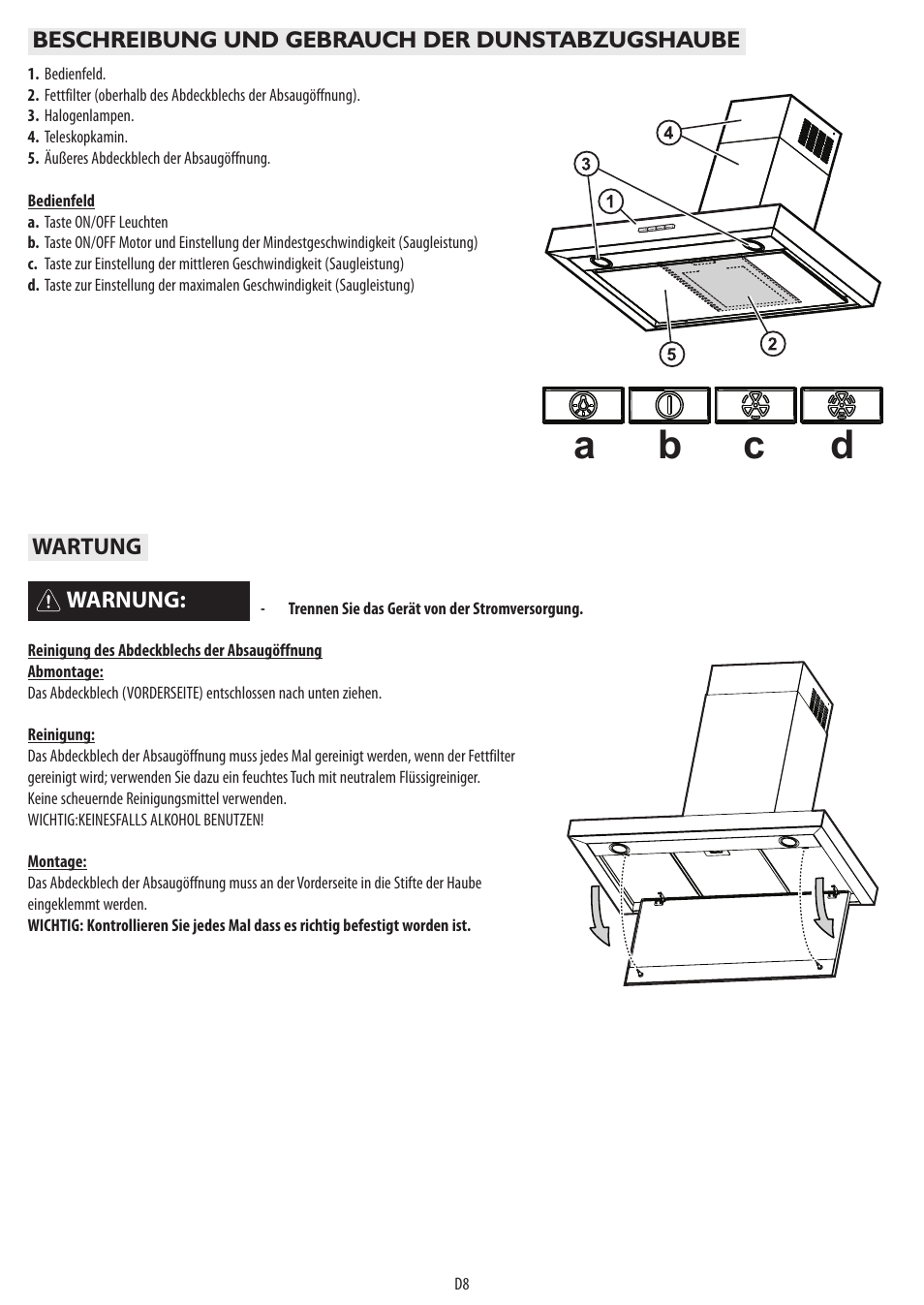 Ab c d | BAUKNECHT DTR 5890 / 02 IN User Manual | Page 10 / 68