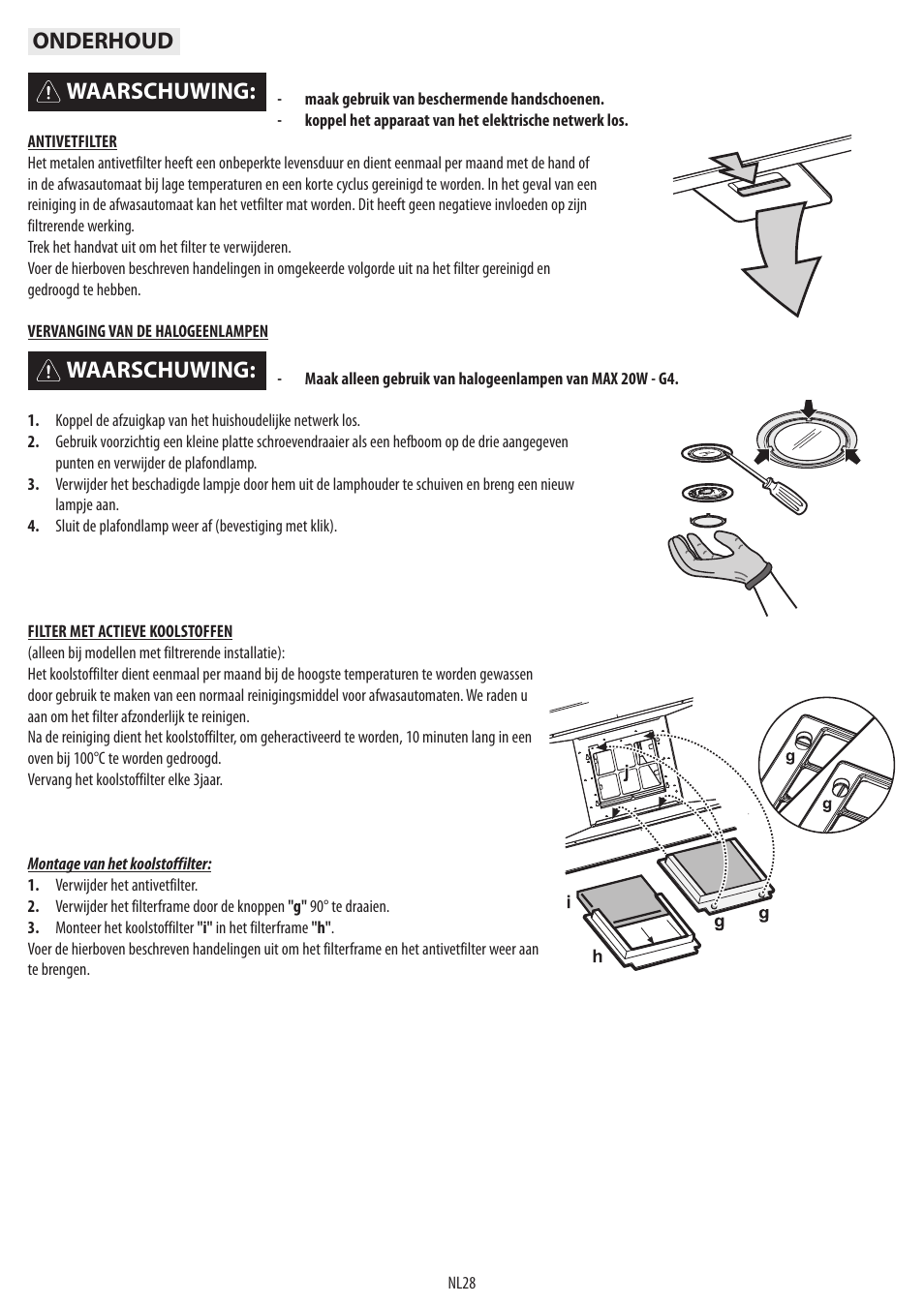 Waarschuwing, Waarschuwing: onderhoud | BAUKNECHT DTR 5890 / 02 IN User Manual | Page 30 / 68