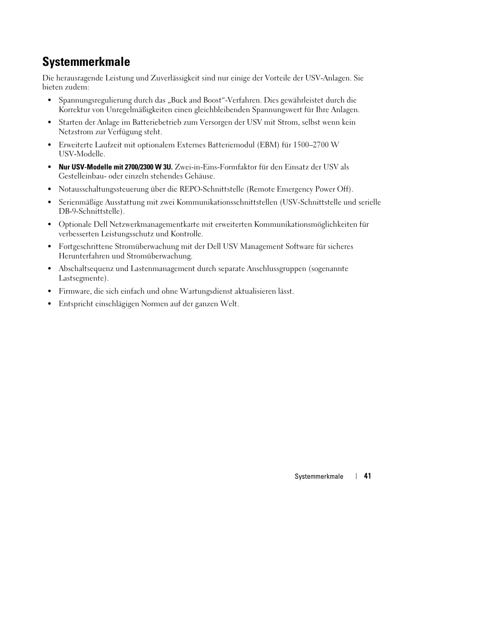Systemmerkmale | Dell UPS 1000R User Manual | Page 45 / 184