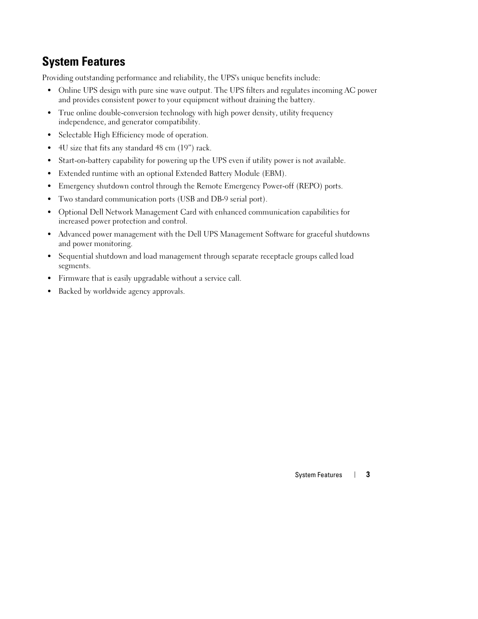 System features | Dell UPS 4200R User Manual | Page 5 / 202