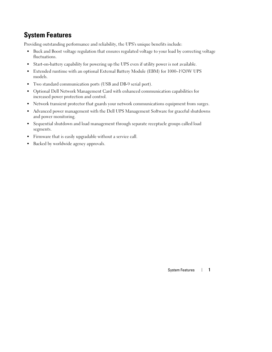 System features | Dell UPS 500T User Manual | Page 5 / 112