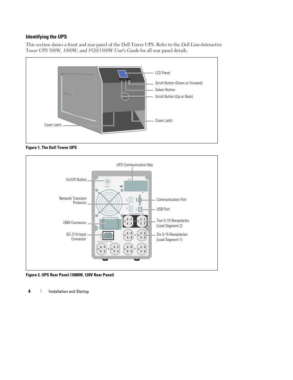 Identifying the ups | Dell UPS 500T User Manual | Page 8 / 112