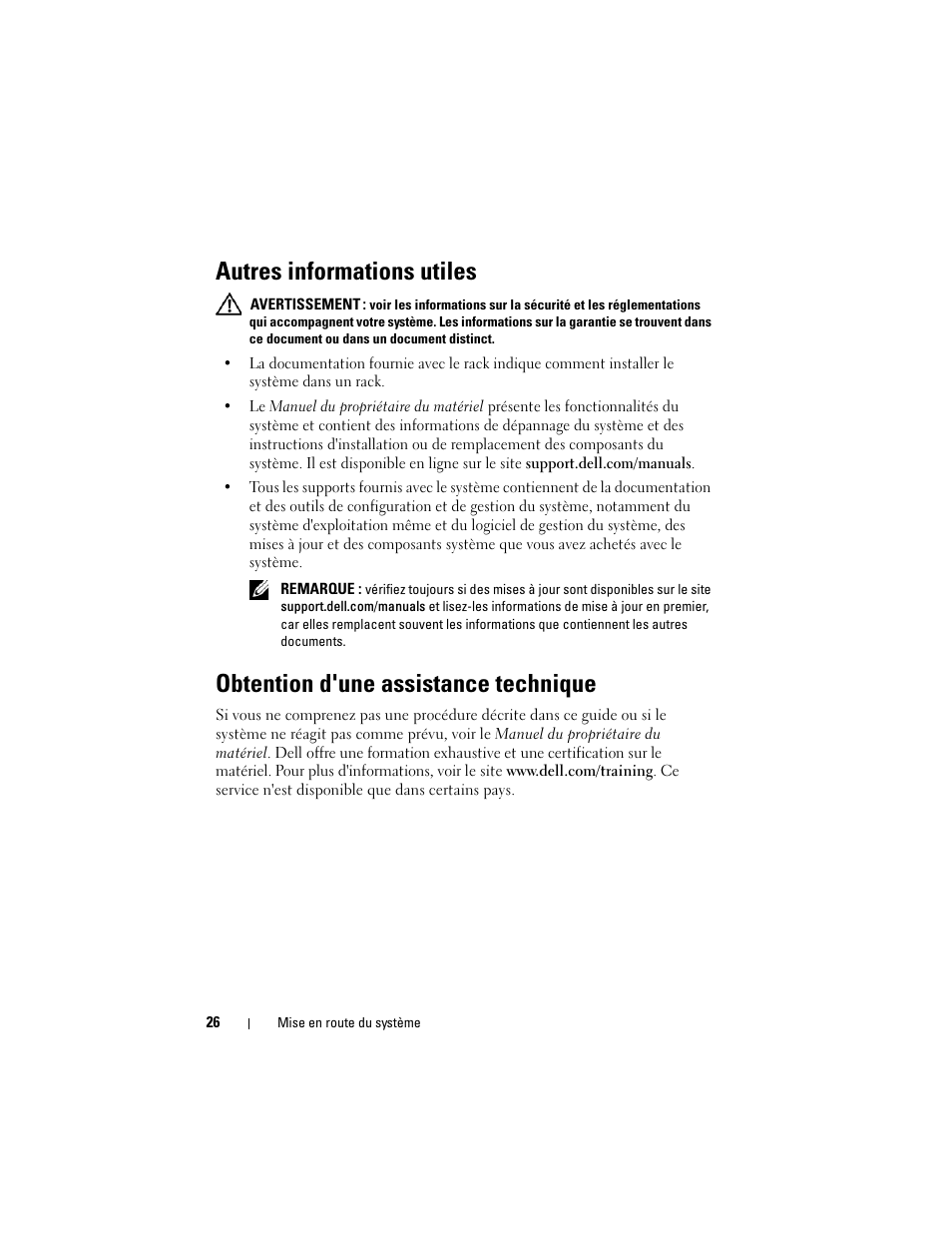 Autres informations utiles, Obtention d'une assistance technique | Dell DX6004S User Manual | Page 28 / 108