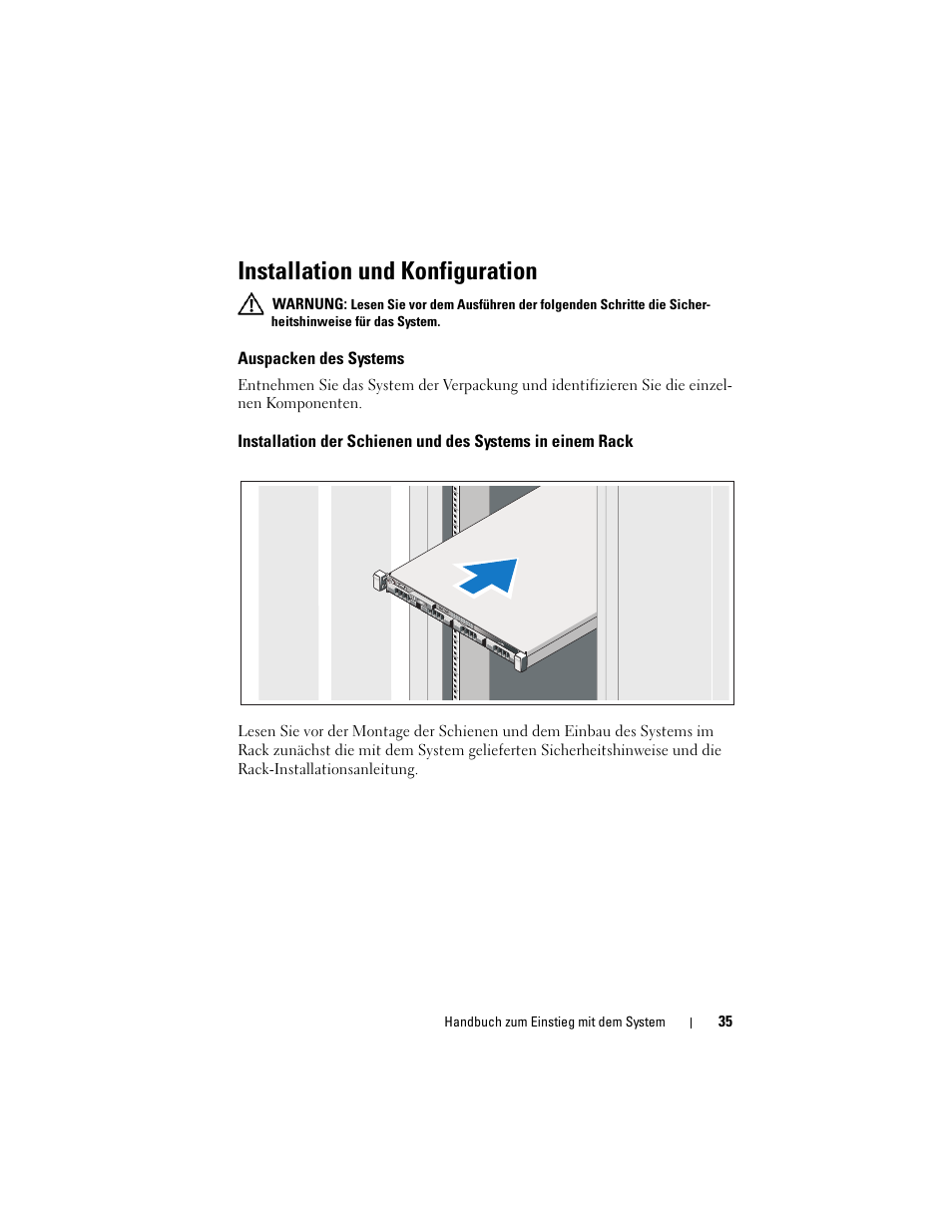 Installation und konfiguration, Auspacken des systems | Dell DX6004S User Manual | Page 37 / 108