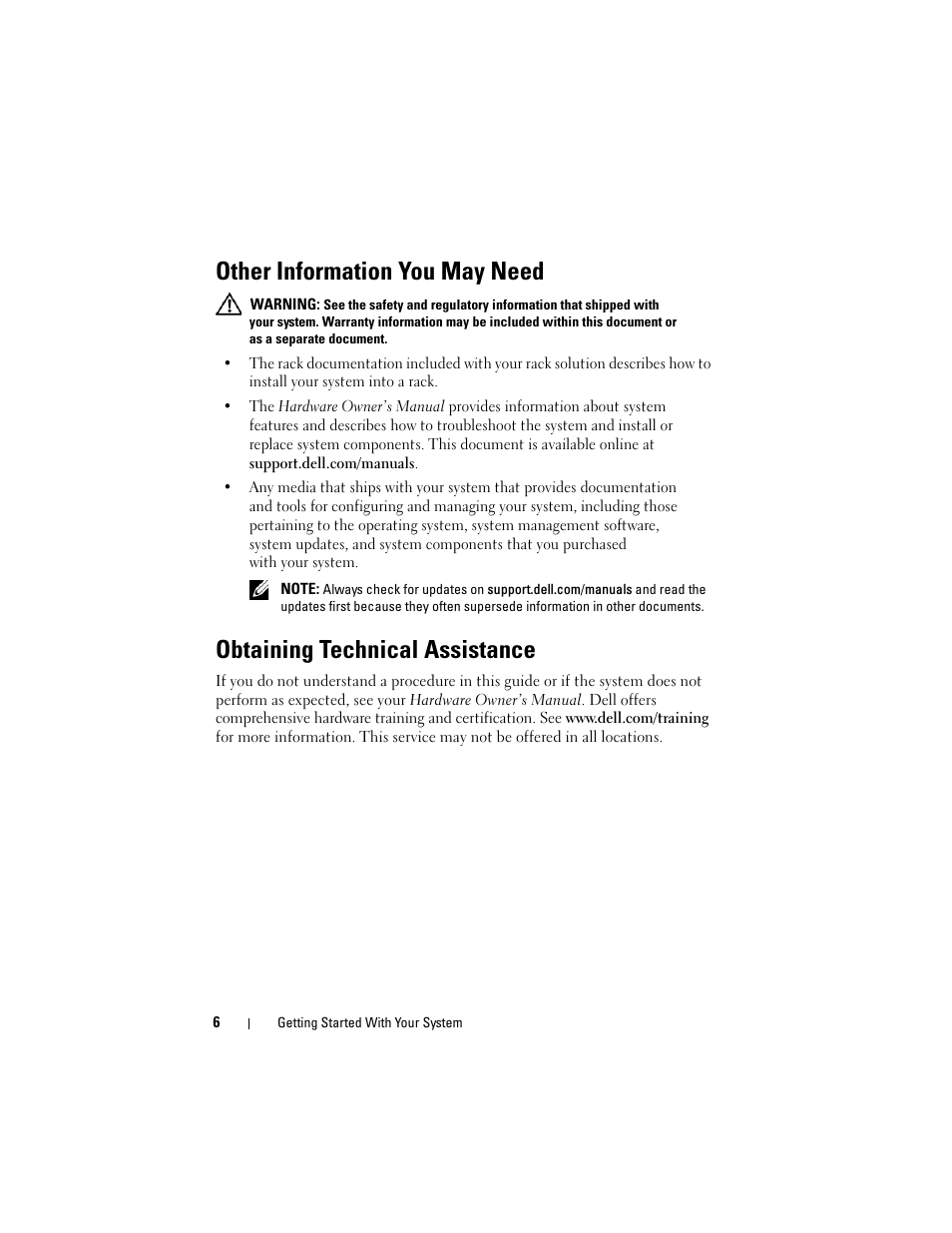 Other information you may need, Obtaining technical assistance | Dell DX6004S User Manual | Page 8 / 108