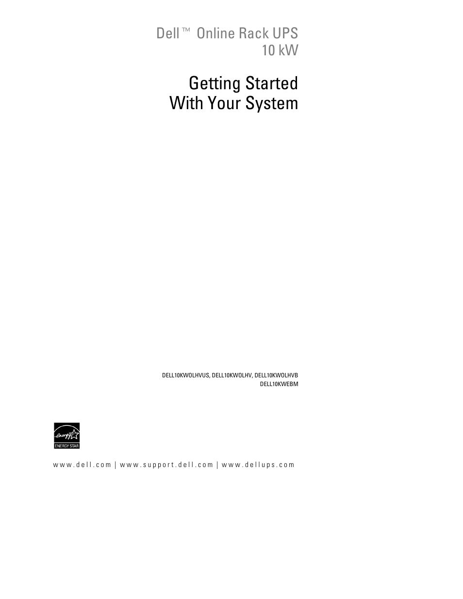 Getting started with your system, Dellt online rack ups 10 kw | Dell UPS 10000R User Manual | Page 3 / 244