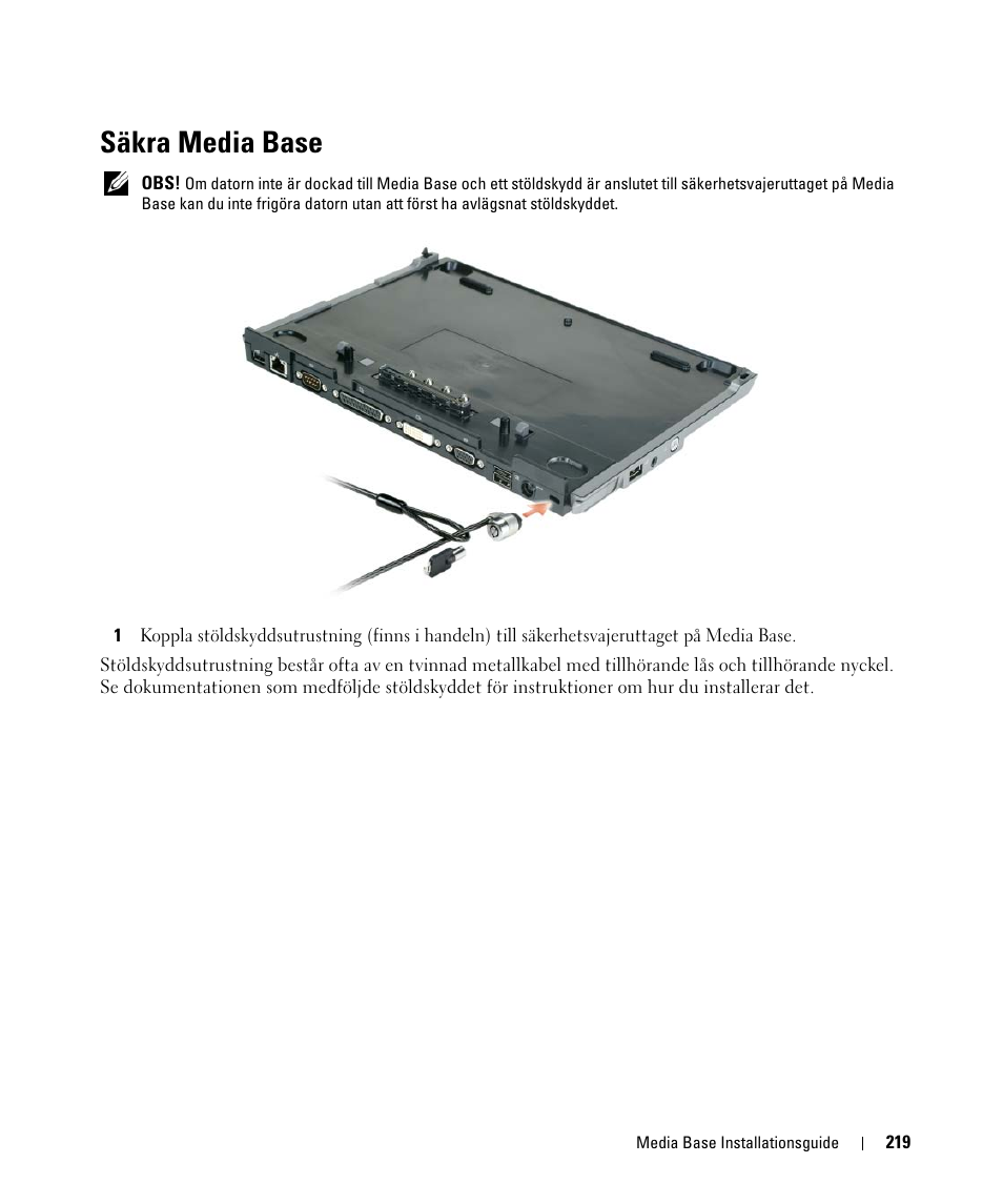 Säkra media base | Dell Latitude D430 User Manual | Page 221 / 250