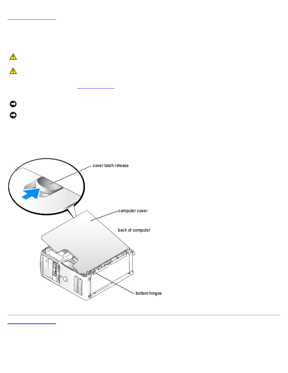 Removing the computer cover | Dell Dimension 5150__E510 User Manual | Page 17 / 72