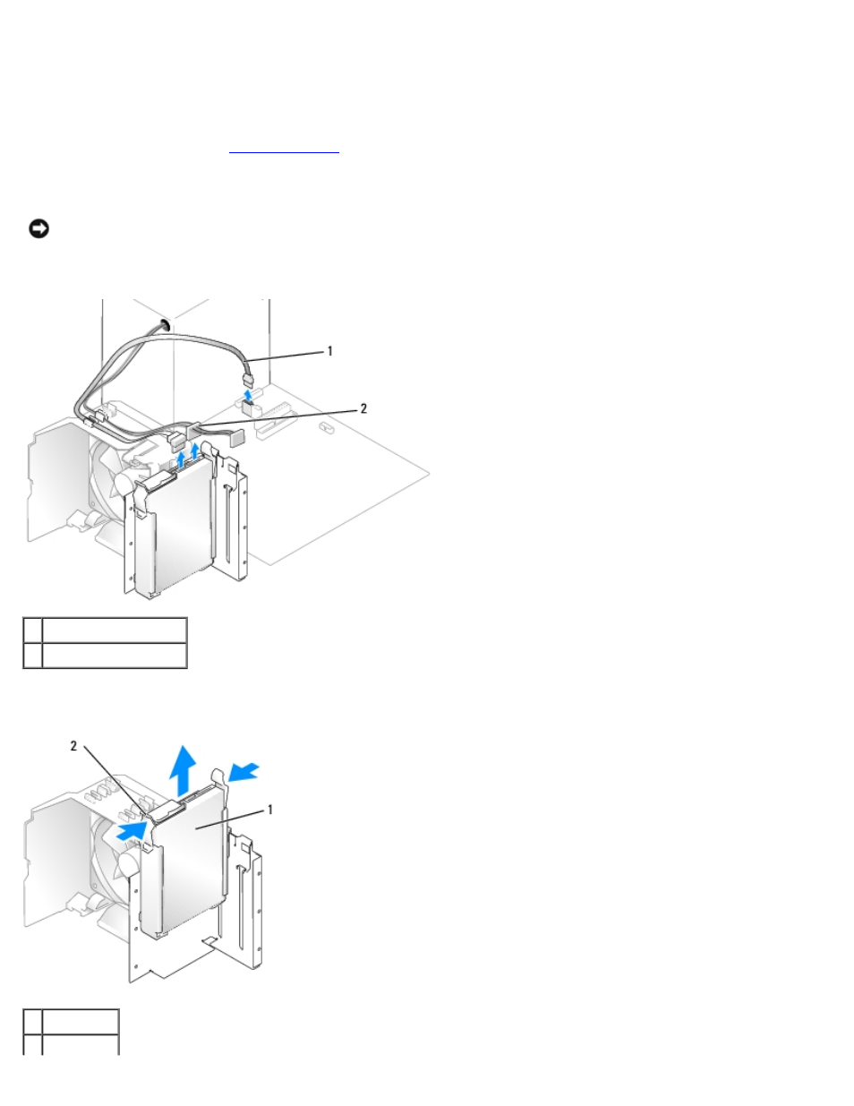 Removing a hard drive | Dell Dimension 5150__E510 User Manual | Page 36 / 72