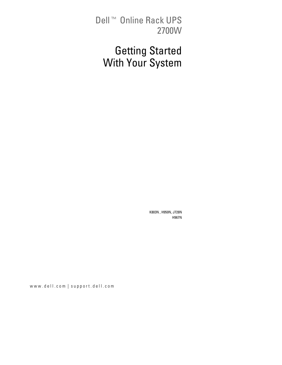 Getting started with your system, Dellt online rack ups 2700w | Dell UPS 2700R User Manual | Page 3 / 152
