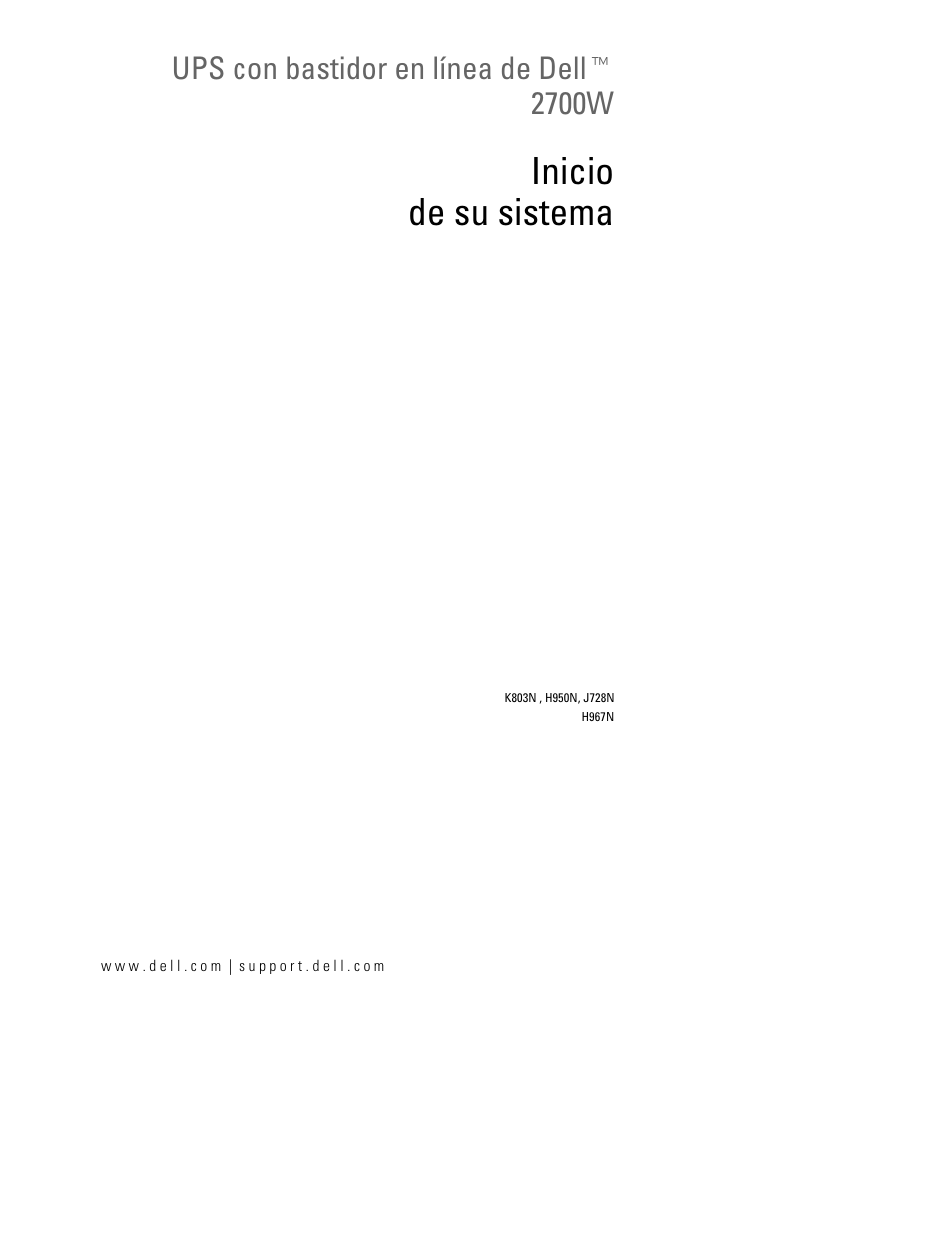 Inicio de su sistema, Ups con bastidor en línea de dellt 2700w | Dell UPS 2700R User Manual | Page 71 / 152