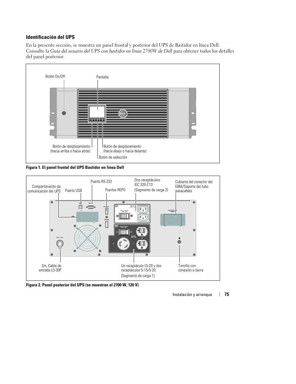 Identificación del ups | Dell UPS 2700R User Manual | Page 77 / 152