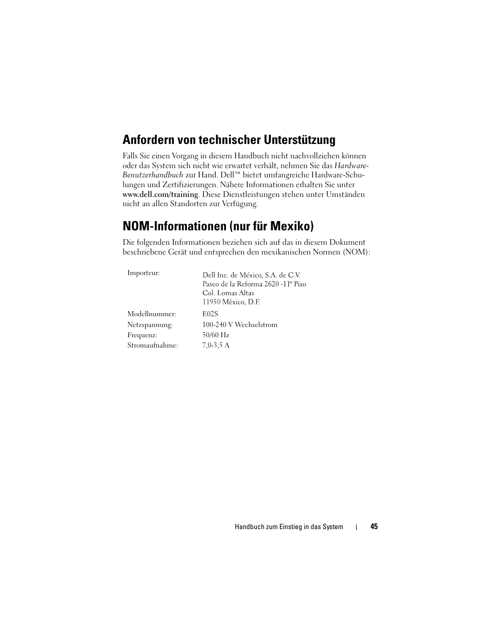 Anfordern von technischer unterstützung, Nom-informationen (nur für mexiko) | Dell DX6000 User Manual | Page 45 / 124