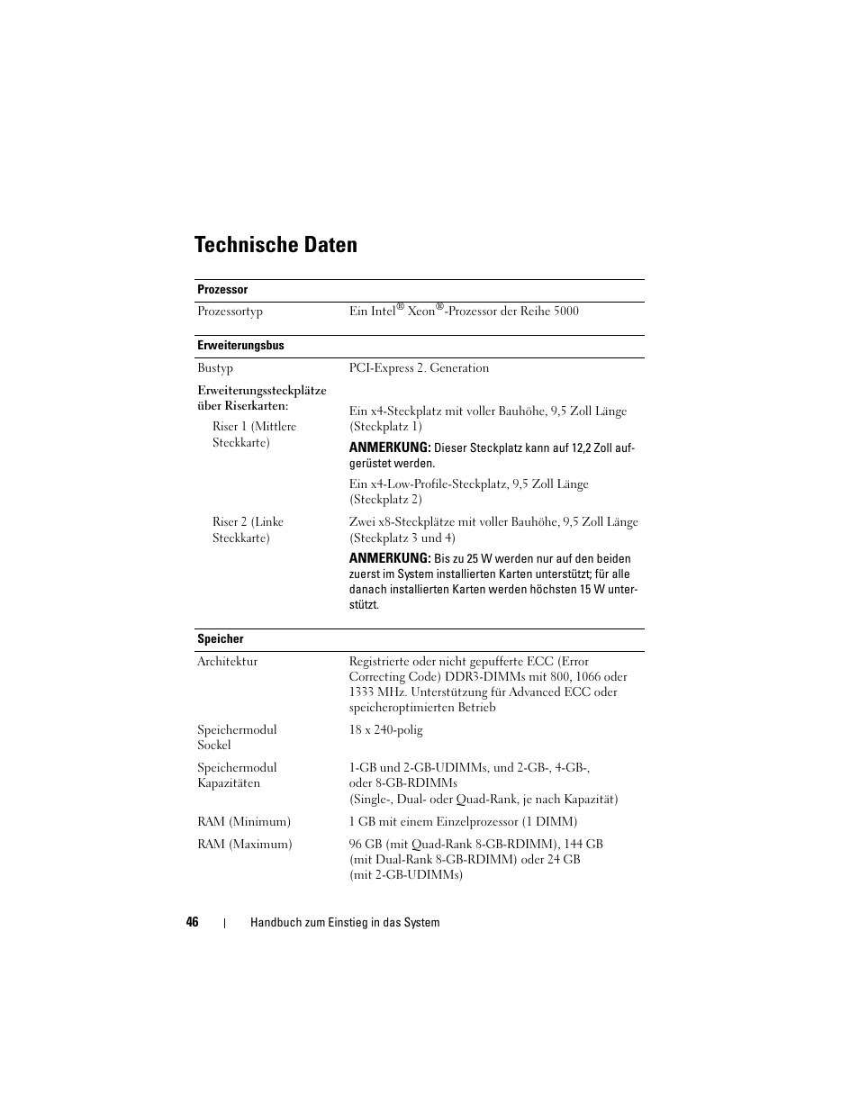 Technische daten | Dell DX6000 User Manual | Page 46 / 124
