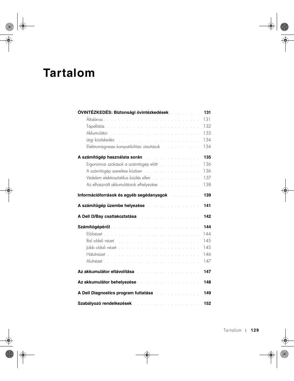 Tartalom | Dell LATITUDE D400 User Manual | Page 131 / 330