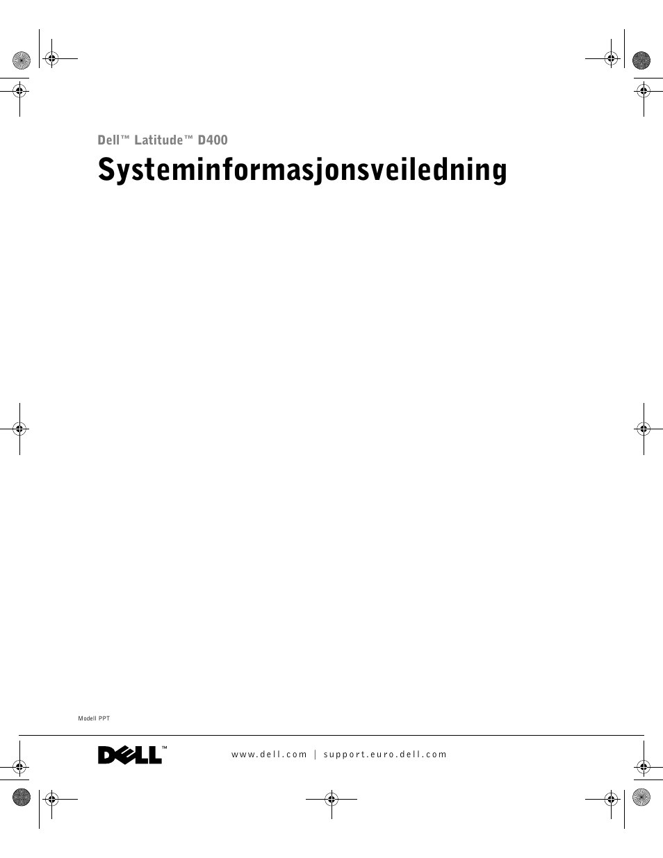 Systeminformasjonsveiledning | Dell LATITUDE D400 User Manual | Page 155 / 330