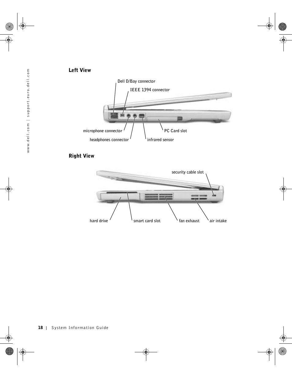 Left view, Right view | Dell LATITUDE D400 User Manual | Page 20 / 330