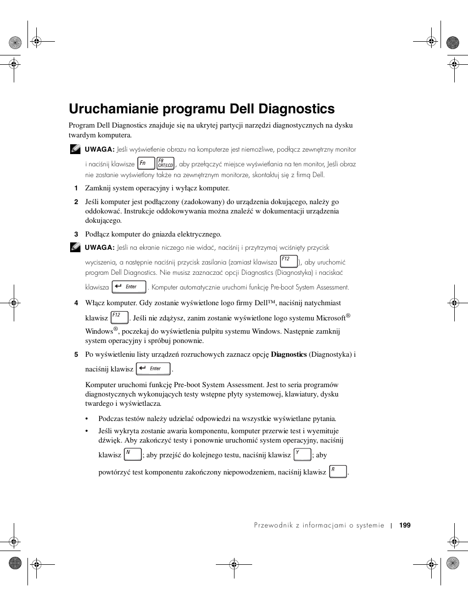 Uruchamianie programu dell diagnostics | Dell LATITUDE D400 User Manual | Page 201 / 330