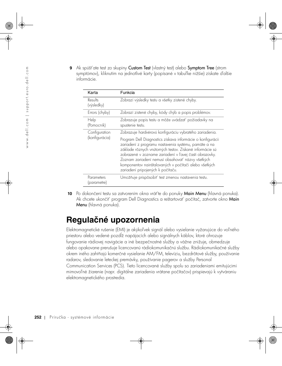 Regulačné upozornenia | Dell LATITUDE D400 User Manual | Page 254 / 330