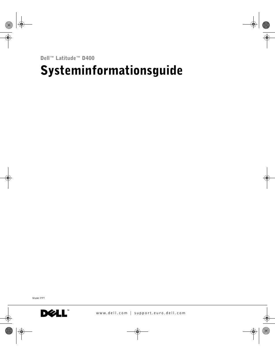Systeminformationsguide | Dell LATITUDE D400 User Manual | Page 281 / 330