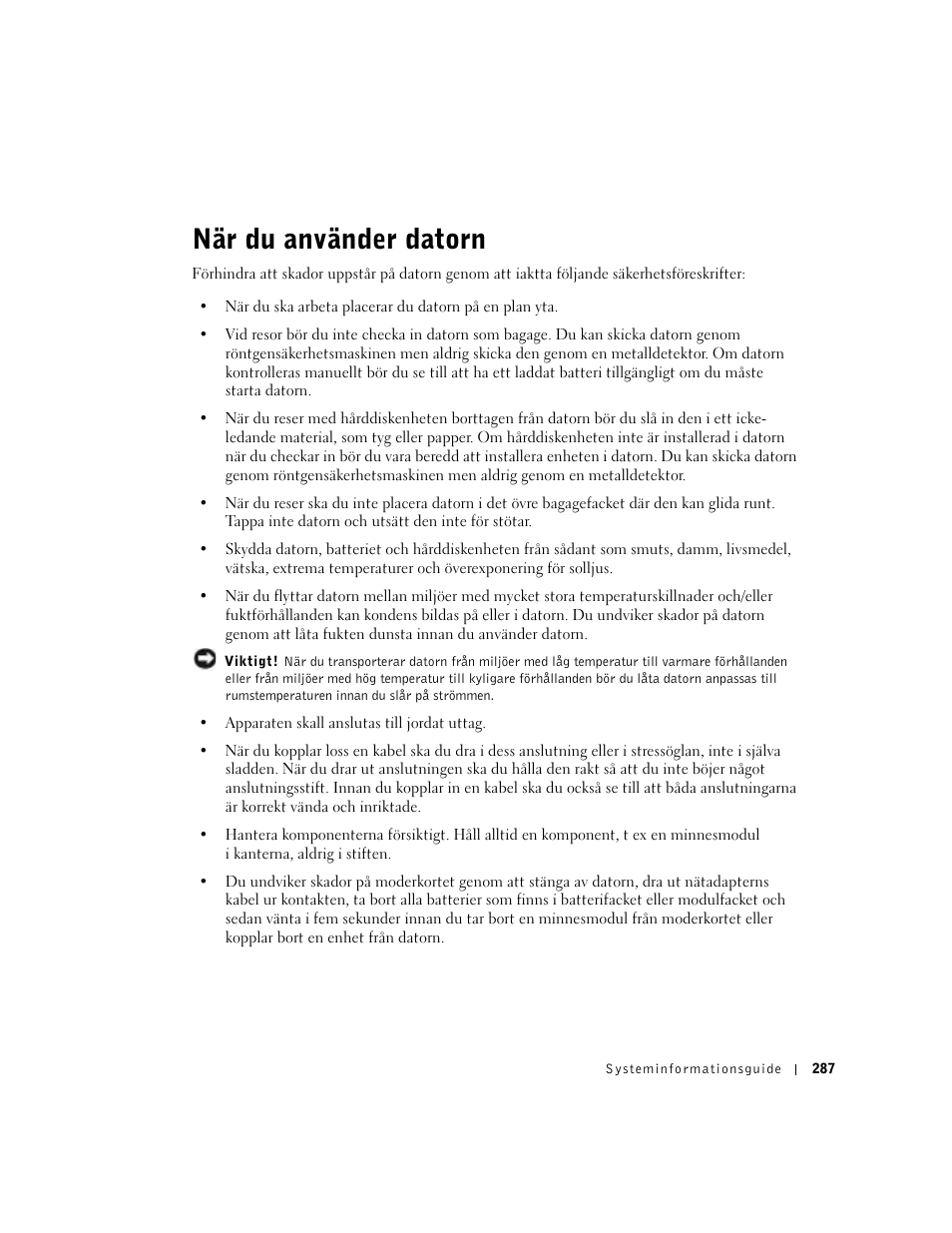 När du använder datorn | Dell LATITUDE D400 User Manual | Page 289 / 330