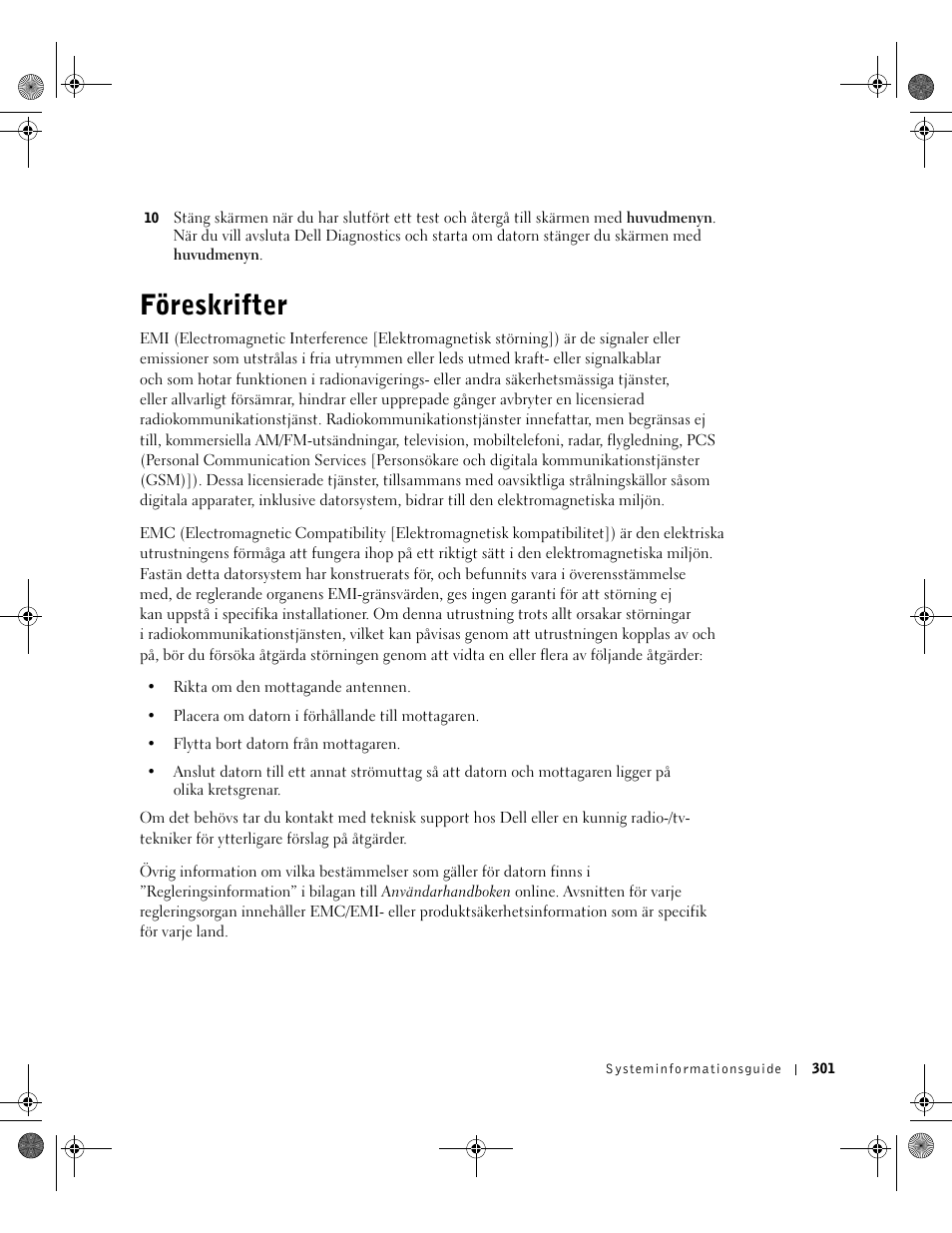 Föreskrifter | Dell LATITUDE D400 User Manual | Page 303 / 330