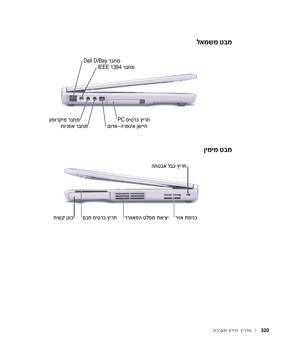 מבט משמאל, מבט מימין, П‡у˘у л·у фиуиу л·у | Dell LATITUDE D400 User Manual | Page 311 / 330
