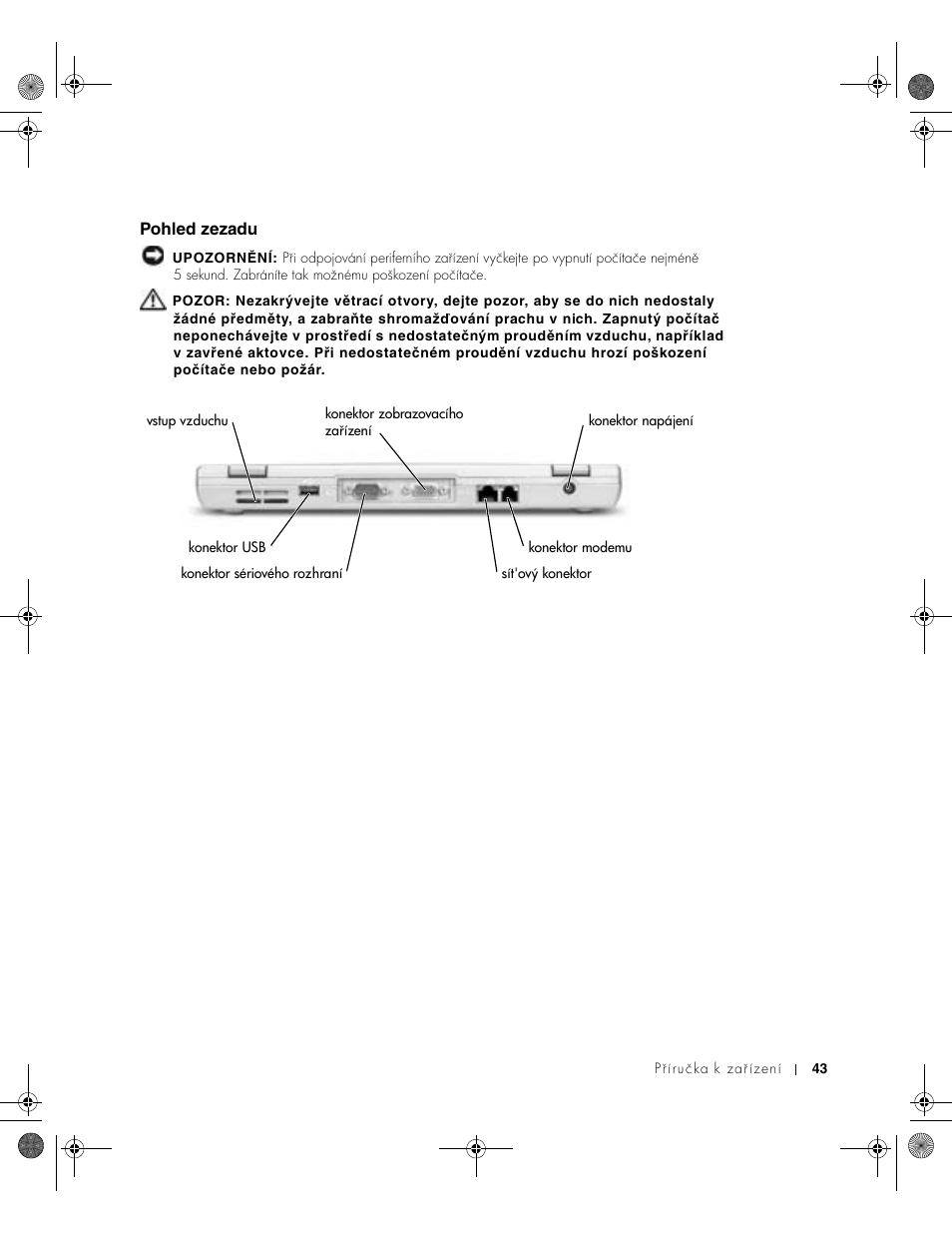 Pohled zezadu | Dell LATITUDE D400 User Manual | Page 45 / 330