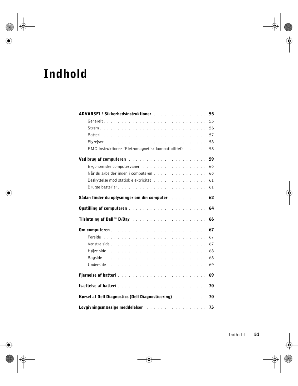 Indhold | Dell LATITUDE D400 User Manual | Page 55 / 330