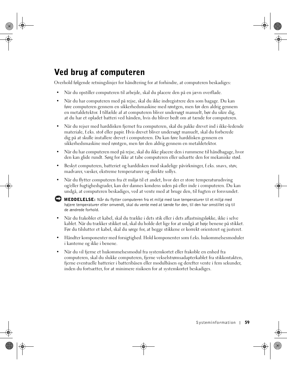 Ved brug af computeren | Dell LATITUDE D400 User Manual | Page 61 / 330