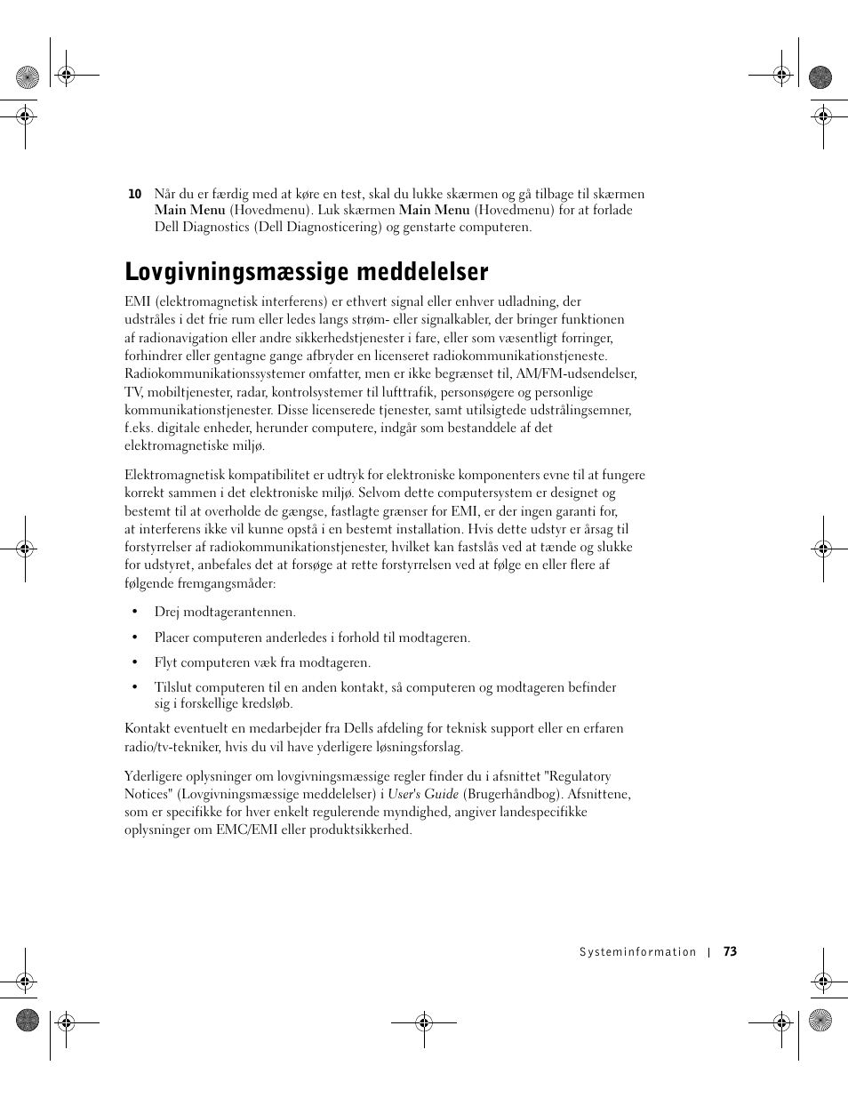 Lovgivningsmæssige meddelelser | Dell LATITUDE D400 User Manual | Page 75 / 330