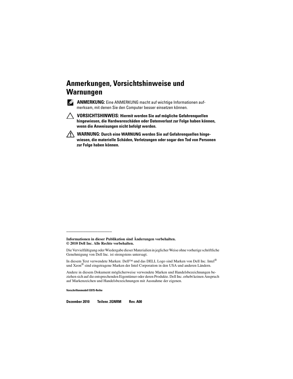Anmerkungen, vorsichtshinweise und warnungen | Dell DX6000G User Manual | Page 36 / 124