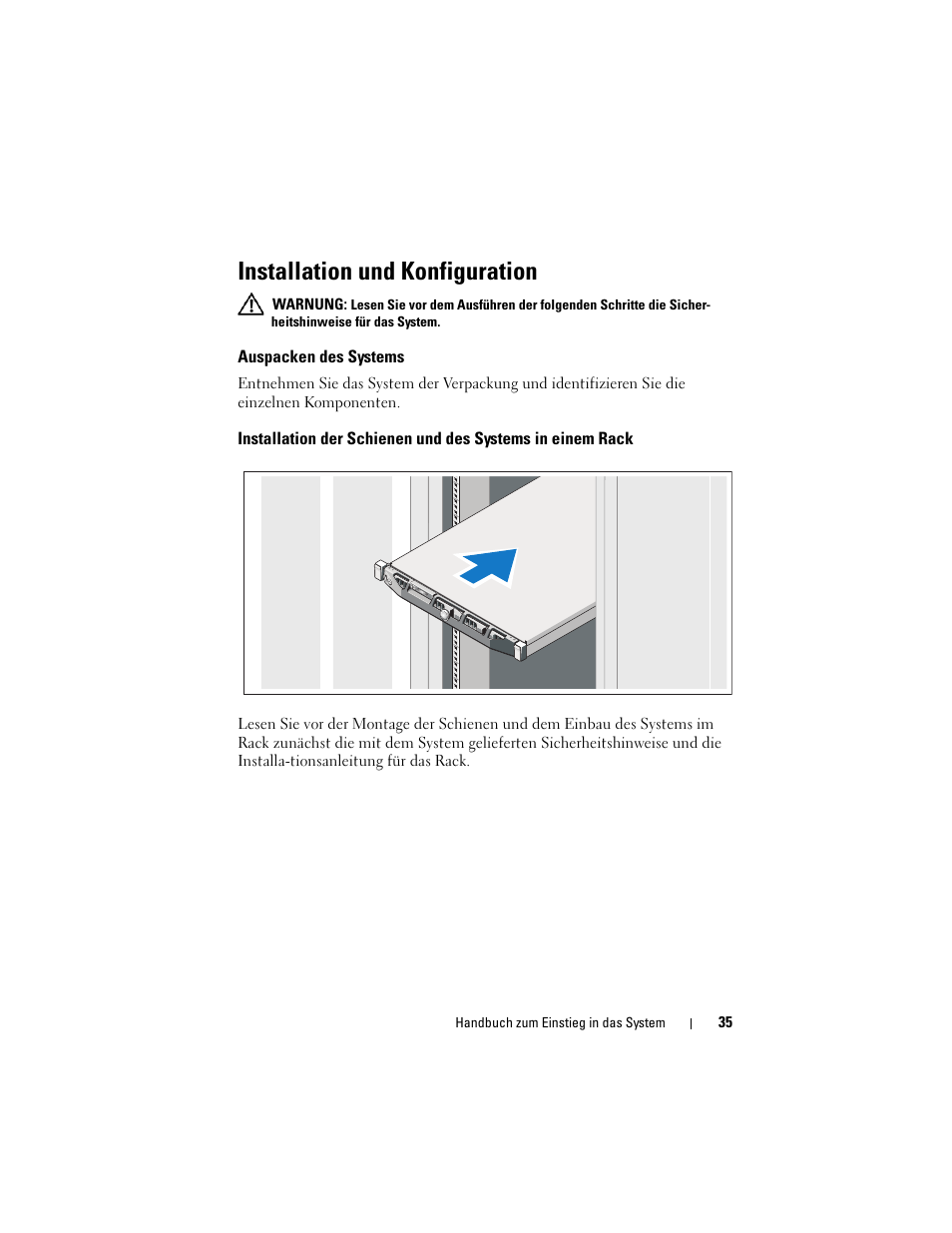 Installation und konfiguration, Auspacken des systems | Dell DX6000G User Manual | Page 37 / 124