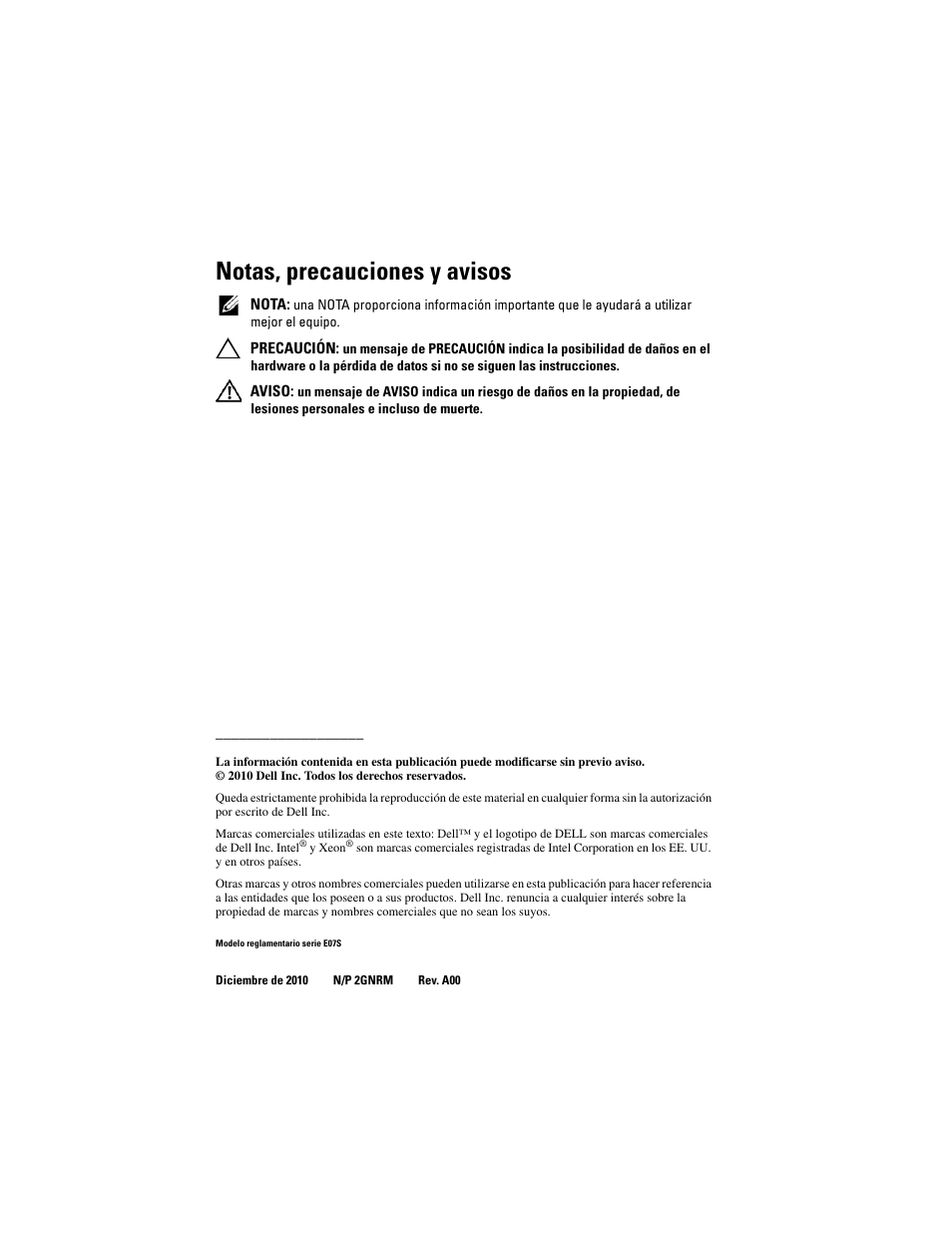 Notas, precauciones y avisos | Dell DX6000G User Manual | Page 92 / 124