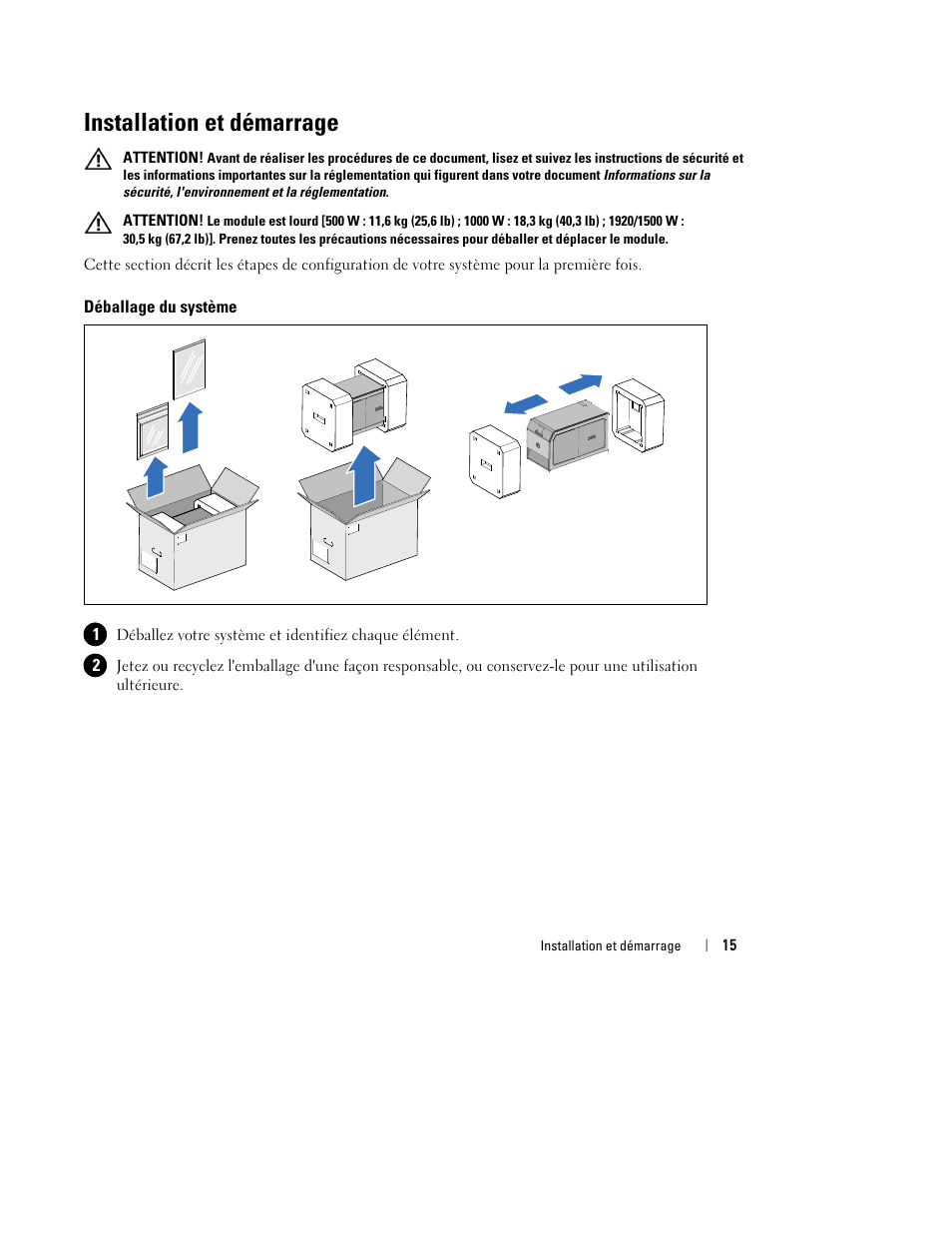 Installation et démarrage | Dell UPS 1920T User Manual | Page 19 / 112