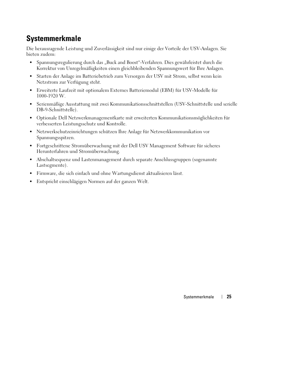Systemmerkmale | Dell UPS 1920T User Manual | Page 29 / 112