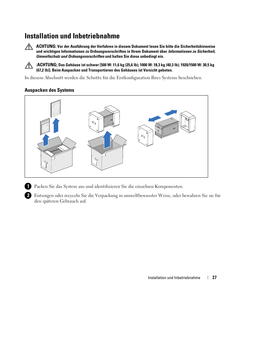 Installation und inbetriebnahme | Dell UPS 1920T User Manual | Page 31 / 112