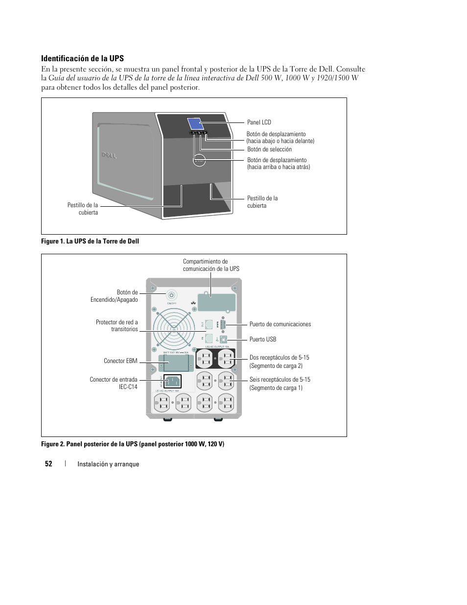 Identificación de la ups | Dell UPS 1920T User Manual | Page 56 / 112